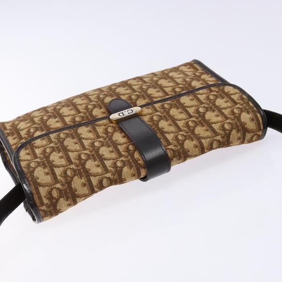 DIOR Trotter Canvas Shoulder Bag Brown Gold - Picture 6 of 12
